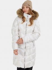 Płaszcz Zimowy Damski Fundango Puppis. Czarne płaszcze damskie FUNDANGO, na zimę, s, bez wzorów, z futra, eleganckie, bez kołnierzyka, bez kaptura. Za 499.00 zł.