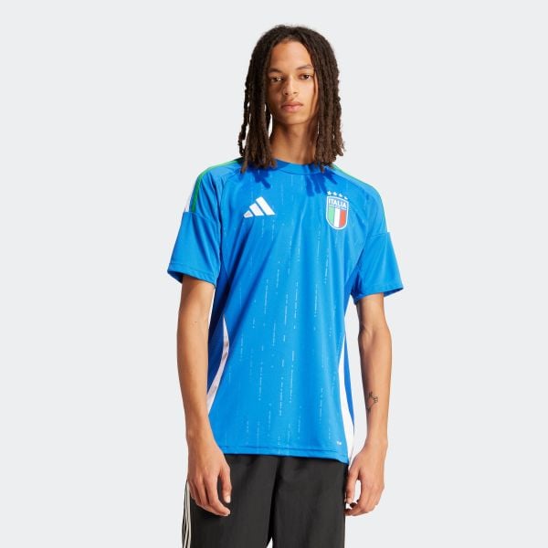 Koszulka piłkarska drużyny Włoch ADIDAS domowa. Niebieskie koszulki sportowe damskie Adidas, s, bez wzorów, bez ramiączek, do piłki nożnej. Za 489.99 zł.