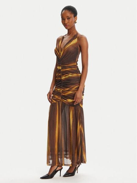 Bardot Sukienka koktajlowa Aries Mesh Maxi 59999DB Brązowy Slim Fit. Brązowe sukienki damskie Bardot, bez wzorów, z meshu, wizytowe, bez kołnierzyka, bez ramiączek, maxi. Za 529.99 zł.