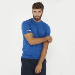 T-Shirt z Bawełny ARIA Niebieskie. Niebieskie bluzki damskie Legea, bez wzorów, z bawełny, sportowe, bez kołnierzyka, bez ramiączek. Za 52.00 zł.