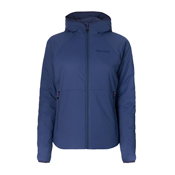 Kurtka hybrydowa damska Marmot Novus Hoody. Niebieskie kurtki sportowe damskie Marmot, na zimę, s, bez wzorów, bez ramiączek, bez kaptura, trekkingowe. Za 369.99 zł.