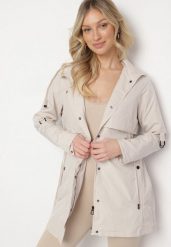 Jasnobeżowa Kurtka Parka z Kapturem Odpinanym w Stylu Utility Janiora. Brązowe kurtki damskie Born2be, l, bez wzorów, z kapturem. Za 139.99 zł.