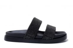 RIEKER Revolution W1451-00 black, klapki damskie. Czarne klapki damskie Rieker, na lato, bez wzorów, z kauczuku, bez obcasa, bez zapięcia. Za 349.90 zł.