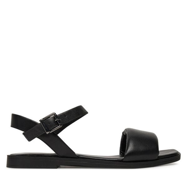 Sandały Lasocki. Czarne sandały damskie Lasocki, bez wzorów, bez obcasa, na płaskiej podeszwie, bez zapięcia. Za 169.99 zł.