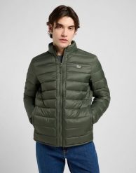 MESKA KURTKA LEE STAND COLLAR PUFFER OLIVE GRAY 112370432. Szare kurtki męskie Lee, na zimę, l, bez wzorów, bez kaptura. Za 299.99 zł.