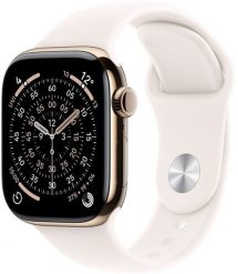 Smartwatch Apple Watch 11 GPS + Cellular 46mm Gold Titanium Sport Band M/L Różowy (MFD64ZR/A). Czerwone zegarki smartwatch Apple, bez wzorów. Za 4,598.39 zł.