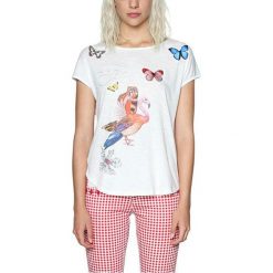 Desigual Ladies T-shirt Ts So What 18SWTKHO 1000 (rozmiar S). T-shirty damskie Desigual, s, bez wzorów, bez kołnierzyka, bez ramiączek. W wyprzedaży za 100.00 zł.