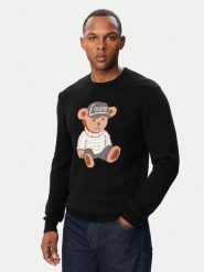 Guess Sweter M6BR42 Z1604 Czarny Regular Fit. Czarne swetry męskie Guess, m, z aplikacjami, z wiskozy, bez kołnierzyka, bez ramiączek. Za 434.99 zł.