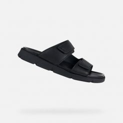 Sandały GEOX U XAND 2S Czarny. Czarne sandały męskie Geox, bez wzorów, ze skóry, bez zapięcia. Za 383.00 zł.