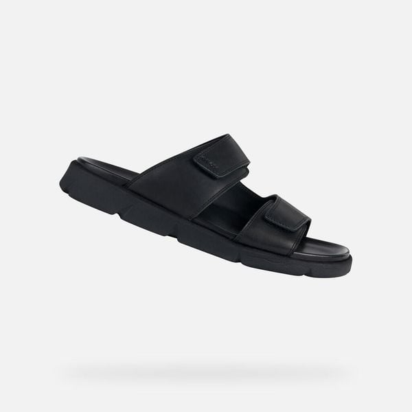Sandały GEOX U XAND 2S Czarny. Czarne sandały męskie Geox, bez wzorów, ze skóry, bez zapięcia. Za 356.50 zł.