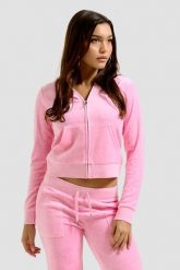 JUICY COUTURE Różowa bluza damska Robertson Hoodie. Czerwone bluzy damskie Juicy Couture, s, bez wzorów, bez ramiączek, bez kaptura. W wyprzedaży za 362.99 zł.