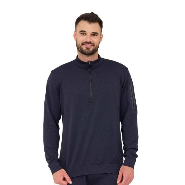Bluza męska wełniana z krótkim ekspresem Brubeck OUTDOOR MERINO. Niebieskie bluzy męskie Brubeck, m, bez wzorów, z elastanu, sportowe, bez ramiączek, bez kaptura. Za 299.00 zł.