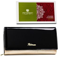 Portfel damski Peterson PTN LJ-42100 czarny. Czarne portfele damskie Peterson, ze skóry. Za 84.99 zł.