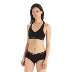 Biustonosz Sportowy Icebreaker Sprite Racerback Bra. Czarne bielizna sportowa damska Icebreaker, xs, bez wzorów, z wełny. Za 139.99 zł.