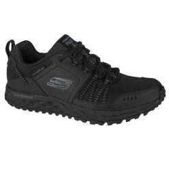 Buty trekkingowe męskie, Skechers Escape Plan. Czarne buty sportowe męskie Skechers, bez wzorów, ze skóry, bez zapięcia. Za 379.99 zł.