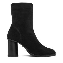 Botki GINO ROSSI. Czarne botki damskie Gino Rossi, bez wzorów, bez obcasa, na słupku, bez zapięcia. Za 399.99 zł.