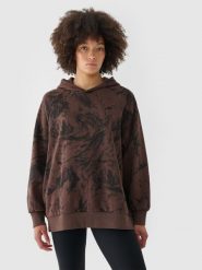 4F Bluza dresowa oversize nierozpinana z kapturem damska - multikolor S. Bluzy damskie 4F, s, bez wzorów, z bawełny, klasyczne, bez ramiączek, z kapturem. W wyprzedaży za 99.99 zł.