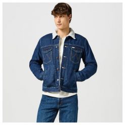 WRANGLER MĘSKA KURTKA JEANSOWA WRANGLER SHERPA JACKET DARK STONE 112356724. Kurtki męskie Wrangler, m, bez wzorów, z jeansu, bez kaptura. Za 289.99 zł.