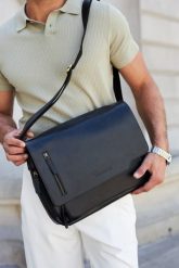 Torba męska na ramię skórzana duża A4 do pracy Beltimore czarna N40. Czarne torby na ramię męskie na ramię, duże. Za 399.99 zł.
