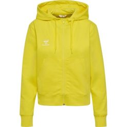 Damska bluza dresowa z kapturem Hummel Go 2.0. Żółte bluzy damskie Hummel, bez wzorów, z bawełny, sportowe, bez ramiączek, z kapturem. Za 251.50 zł.