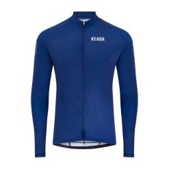 Męska koszulka kolarska z długim rękawem – Granatowa. Niebieskie bluzy męskie KEADA SPORTS, m, bez wzorów, sportowe, bez ramiączek, bez kaptura. Za 332.00 zł.
