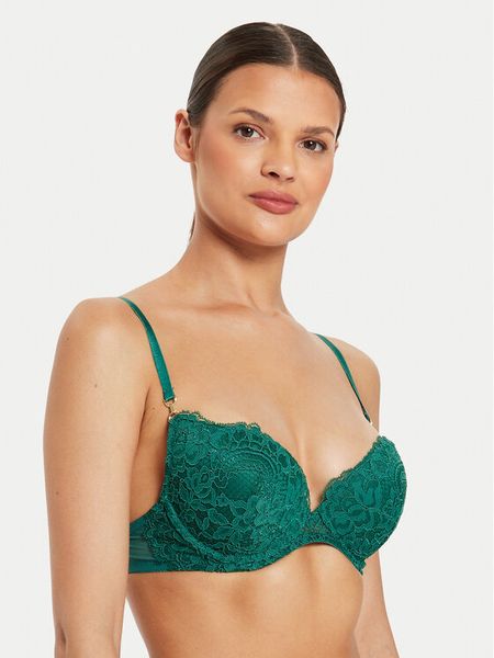 Guess Biustonosz push-up O4YC15 KCC70 Zielony Regular Fit. Zielone biustonosze Guess, z aplikacjami, z syntetyku. Za 169.99 zł.