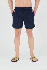 GUESS Szorty kąpielowe męskie granatowe. Niebieskie kąpielówki męskie Guess, m, z aplikacjami, z poliamidu. W wyprzedaży za 159.99 zł.