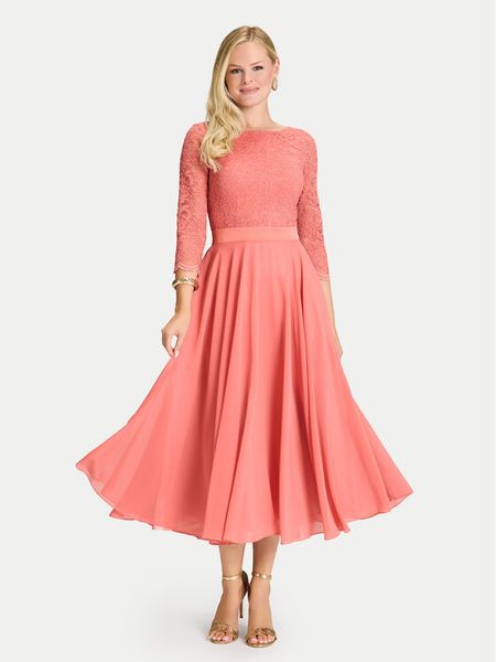 Swing Sukienka koktajlowa 77761710 Koralowy Regular Fit. Pomarańczowe sukienki damskie Swing, bez wzorów, z syntetyku, wizytowe, bez kołnierzyka, bez ramiączek. Za 539.99 zł.