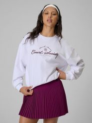 4F Bluza dresowa loose bez kaptura damska - biała M. Białe bluzy damskie 4F, l, bez wzorów, z dresówki, bez ramiączek, bez kaptura. Za 149.99 zł.
