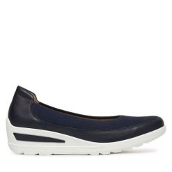 Półbuty Ara. Niebieskie półbuty damskie Ara, bez wzorów, bez obcasa, na koturnie, bez zapięcia. Za 489.99 zł.