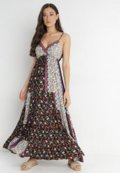 Czarna Sukienka Olynome. Czarne sukienki damskie Born2be, na lato, l, bez wzorów, z wiskozy, boho, bez kołnierzyka, bez ramiączek, maxi, kopertowe. Za 29.99 zł.
