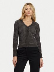 Guess Kardigan W5RR05 Z3KT0 Szary Regular Fit. Szare kardigany damskie Guess, l, z aplikacjami, z wiskozy, bez kołnierzyka. Za 319.99 zł.