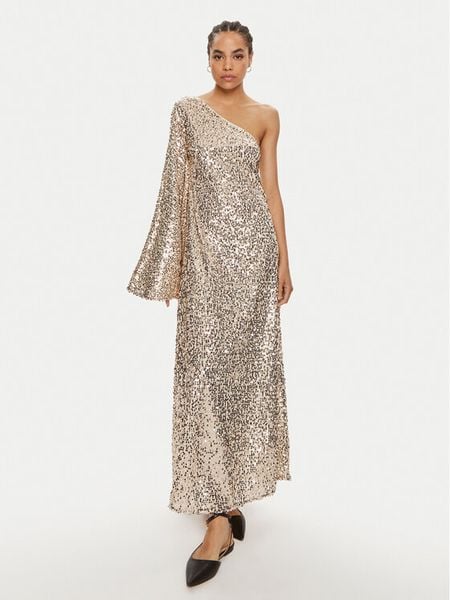 ROTATE Sukienka wieczorowa Safra 1128861531 Złoty Loose Fit. Żółte sukienki damskie ROTATE, bez wzorów, z syntetyku, wizytowe, bez kołnierzyka, bez ramiączek. Za 769.99 zł.