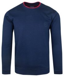 Bawełniana Męska Bluza PAKO JEANS z Lamówką - Niebieska. Niebieskie bluzy męskie Pako Jeans, m, bez wzorów, z bawełny, klasyczne, bez ramiączek, bez kaptura. Za 169.00 zł.