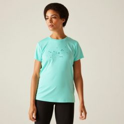 Koszulka turystyczna damska Fingal IX. Niebieskie bluzki damskie Regatta, bez wzorów, z tkaniny, casualowe, bez kołnierzyka, bez ramiączek. Za 128.50 zł.