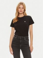 Guess T-Shirt V4YI09 J1314 Czarny Regular Fit. Czarne t-shirty damskie Guess, xs, z aplikacjami, z bawełny, bez kołnierzyka, bez ramiączek. Za 99.99 zł.