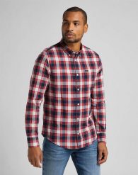 KOSZULA MĘSKA LEE BUTTON DOWN AURORA RED L880KSNV 112123225. Czerwone koszule męskie Lee, l, bez wzorów, bez kołnierzyka, bez ramiączek. Za 129.99 zł.