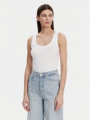 Gap Top 540670-02 Biały Slim Fit. Białe topy damskie GAP, xxs, bez wzorów, z bawełny, bez kołnierzyka, bez ramiączek. Za 69.99 zł.