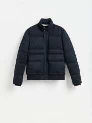 Pikowana kurtka z ociepleniem - granatowy. Niebieskie kurtki męskie Reserved, l, bez wzorów, z tkaniny, bez kaptura. Za 239.99 zł.