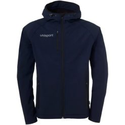 Kurtka softshell Uhlsport Essential. Niebieskie kurtki męskie Uhlsport, s, bez wzorów, z materiału, bez kaptura. Za 427.75 zł.