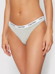 Calvin Klein Underwear Stringi 0000D1617E Szary. Szare majtki damskie Calvin Klein Underwear, z bawełny. Za 49.99 zł.