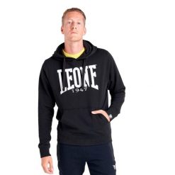 Męska bluza Leone z dużym logo Basic. Czarne bluzy męskie LEONE 1947 APPAREL, l, bez wzorów, z tkaniny, sportowe, bez ramiączek, bez kaptura. W wyprzedaży za 162.95 zł.