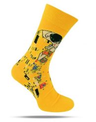 Tematyczne Skarpetki Bawełniane - Żółte, Pocałunek, Romans. Żółte skarpety męskie His Story, bez wzorów, z bawełny. Za 34.99 zł.