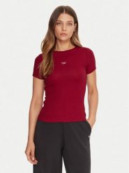 Guess Jeans T-Shirt W5BP45 KA0H1 Czerwony Slim Fit. Czerwone t-shirty damskie Guess Jeans, xs, z aplikacjami, z bawełny, bez kołnierzyka, bez ramiączek. Za 129.99 zł.