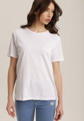 Biały T-shirt Errona. Białe t-shirty damskie Renee, l, bez wzorów, z dzianiny, bez kołnierzyka, bez ramiączek. Za 29.99 zł.