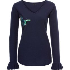 Bluzka z dekoltem "henley", długi rękaw bonprix czerwony klonowy. Czerwone bluzki damskie bonprix, bez wzorów, bez kołnierzyka, bez ramiączek. Za 74.99 zł.