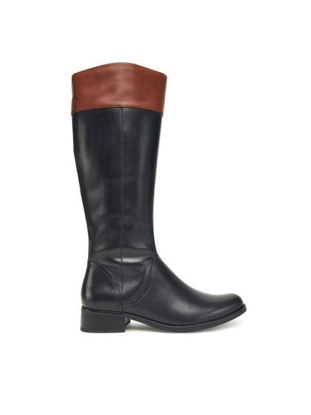 Caprice Oficerki 9-25511-41 Czarny. Czarne kozaki damskie Caprice, bez wzorów, ze skóry, bez obcasa, na płaskiej podeszwie, bez zapięcia. Za 501.99 zł.