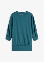Koszulka sportowa oversize z rękawem 3/4, szybkoschnąca. Niebieskie koszulki sportowe damskie bonprix, bez wzorów, bez ramiączek. Za 109.99 zł.