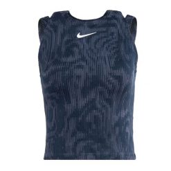 Tank top tenisowy damski Nike Court Dri-Fit Slam RG. Niebieskie topy damskie Nike, bez wzorów, sportowe, bez kołnierzyka, bez ramiączek. Za 289.99 zł.