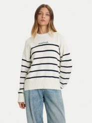 Guess Jeans Sweter W5BR03 Z3HM1 Écru Relaxed Fit. Swetry nierozpinane damskie Guess Jeans, s, z aplikacjami, z bawełny, bez kołnierzyka, bez ramiączek. Za 389.99 zł.